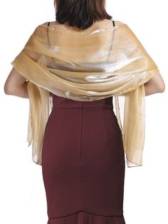 PRICES MAY VARY. Sparkling shawl wrap is made of polyester. Shimmering metallic shawl to ensure a maximum amount of sparkle under the light. Pashmina scarf don't fade and have no irritating to skin. Women cover up length is approx. 68.5" / 174cm, width is 27.6" /70cm. Free size for women and girls. You can tie pashmina shawl in different ways. Rolls up fits in your bag easily. Bridesmaid shrug is suit for bride, friend and family. Perfect for a lovely gift idea for an anniversary, wedding and bi Fitted Gold Shawl For Party, Gold Fitted Shawl For Party, Suit For Bride, Metallic Shawl, Bride Friend, Storage Wardrobe, Sparkling Wedding, Wedding Scarf, Champagne Bridesmaid