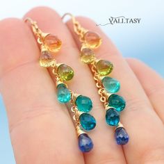 Multi Gemstone Drop Earrings Linear Semi Precious Stone Earrings Aqua Blue Yellow Color Gemstone Earrings Aqua Blue Gemstone Dangle Earrings (36170 - 3) Rainbow Teardrop Jewelry Set With Earrings, Rainbow Teardrop Jewelry With Matching Earrings, Fusion Dangle Earrings With Gemstone Accents, Fusion Dangle Jewelry With Gemstone Accents, Fusion Style Dangle Jewelry With Gemstone Accents, Fusion Style Gemstone Accent Earrings For Gifts, Fusion Style Gemstone Accented Earrings For Gifts, Fusion Style Earrings With Gemstone Accents For Gifts, Elegant Rainbow Jewelry With Matching Earrings