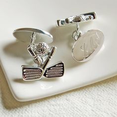 The perfect present for a golf fan, our stylish cufflinks can be personalised with your choice of initials. Elegant yet understated, they're a great gift for a birthday, anniversary or special occasion. They would make a lovely thank you gift for a best man, ushers or a groom on his wedding day. The cufflinks measure approximately 18mm x 10mm. You can choose for your cufflinks to arrive in an exclusive Carriage Trade black presentation box, or for that extra special gift you can order a smart ch Golf Cufflinks, Personalized Gifts For Him, Shrimp Grits, Wedding Thank You Gifts, Groom Gifts, Cufflink Box, Personalized Golf, Engraved Wedding, Gifts For Golfers