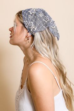 Bohemian floral lace head scarf Lace Head Scarf, Lace Headscarf, Triangle Head, Embroidered Scarf, Flower Scarf, Paper Lace, Bandana Hairstyles, Boho Accessories, Lace Hair