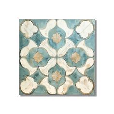 an artistic tile design in blue and white