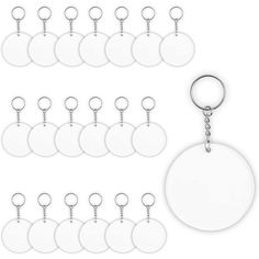 a set of white tags and key chains