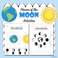 phases of the moon worksheet for kids to practice reading and writing with their own hands