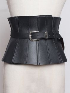 SIZE (Unit:CM): One SizeLength: 94 / 80Width: 2.3 19.5Note :(1 inch = 2.54 cm, 1 cm = 0.39 inch) Black Corset Belt For Fall, Elegant Leather Corset Belt For Spring, Spring Black Belted Corset Belt, Black Corset Belt For Spring, Elegant Faux Leather Corset Belt, Elegant Leather Corset Belt For Fall, Elegant Black Corset Belt For Spring, Chic Black Corset Belt For Spring, Elegant Black Corset Belt For Fall