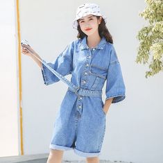 Gender: Women Item Type: Jumpsuits & Rompers Pattern Type: Solid Fit Type: REGULAR Material: Polyester Material: COTTON Fabric Type: Denim Type: Playsuits Decoration: Sashes Style: Casual Romper Pattern, Denim Jumpsuit, Casual Denim, Summer Casual, Polyester Material, Jumpsuit Romper, Style Casual, Cotton Fabric, Jumpsuit