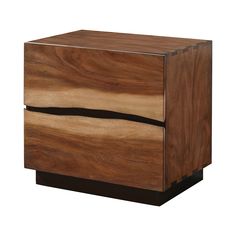 a wooden cabinet with two drawers on one side