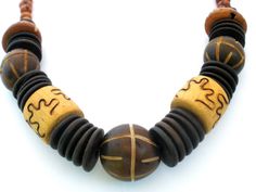 Chunky Wood Bead Necklace Hand Carved Vintage - The Jewelry Lady's Store Wood Bead Necklace, Wooden Jewelry, Brown Wood, Bead Necklace, Wood Beads, Vintage Necklace, Fashion Statement, Hand Carved, Beaded Necklace