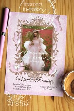 elegant pink quinceanera invitations Vintage Butterfly, Rsvp Card, Quinceanera