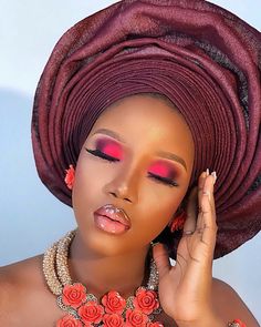 Black Bridal Makeup, African Makeup, Makeup Gallery, Eyebrow Makeup Tips, African Wedding Dress, African Head Wraps, Pinterest Makeup