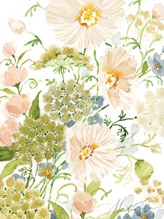 a painting of flowers on a white background