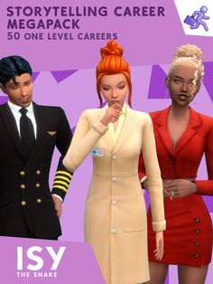 an animated image of three people in uniforms, one wearing a suit and the other as a pilot