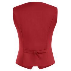 Fitted Sleeveless Vest With Pockets, Fitted Red Vest Outerwear, Elegant Fitted Vest With Pockets, Fitted Sleeveless Vest With Hidden Button Closure, Elegant Vest With Pockets, Fitted Solid Vest For Winter, Fitted Vest With Hidden Button Closure For Fall, Fitted Red Vest With Buttons, Slim Fit Sleeveless Vest For Fall