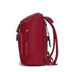 Angela Backpack- where sleek style meets practicality. Its minimalist exterior hides a spacious interior with dedicated sleeves for your laptop and tablet. With its unique square shape and versatile design, it effortlessly complements both business and casual settings, making it the perfect accessory for modern individuals on the go. Red Laptop Bag For Travel, Modern Red Bag With Zipper Pocket, Trendy Red Leather Backpack With Zipper Closure, Large Capacity Laptop Backpack For Office, Large Capacity Standard Backpack Laptop Bag For Office, Chic Rectangular Office Backpack, Office Leather Backpack With Large Capacity, Large Capacity Leather Backpack For Office, Large Capacity Leather Office Backpack