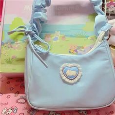 40441609912391 Cartoon Interior, Kawaii Handbags, Zipper Fashion, Blue And White Fabric, Zippers Fashion, Cartoon Rabbit, Handbags Casual, Rabbit Cartoon, Types Of Bag