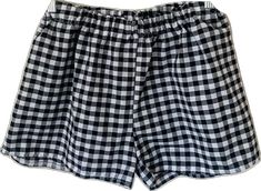 Casual Gingham Cotton Bottoms, Casual Plaid Pajama Shorts With Elastic Waistband, Summer Plaid Shorts With Built-in Shorts, Casual Plaid Cotton Shorts, Casual Gingham Bottoms With Elastic Waistband, Summer Vacation Plaid Shorts, Black Cotton Pajama Shorts For Summer, Plaid Pajama Shorts With Elastic Waistband, Casual Plaid Shorts