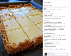 an image of some food that is in a pan on the table and it has been cut into squares