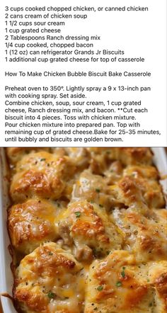 the recipe for baked chicken casserole is shown