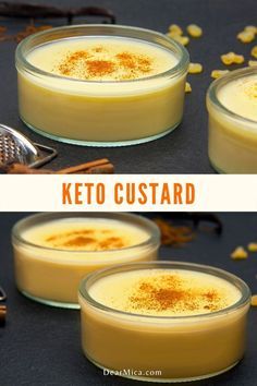 three shots of keto custard in small glasses