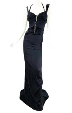 For Sale on 1stDibs - Iconic Tom Ford for Gucci Silk Stretch Black Corset Maxi Dress Gown F/W 2003 Runway Collection Italian size 38 This sexy dress features a corset top and Elegant Formal Ruched Corset, Elegant Ruched Corset For Formal Occasions, Formal Ruched Fitted Corset, Luxury Fitted Corset Dress For Cocktail, Luxury Strapless Corset Dress, Luxury Fitted Evening Dress With Boned Bodice, Evening Silk Corset With Fitted Bodice, Luxury Fitted Corset Dress For Gala, Silk Corset With Fitted Bodice For Evening