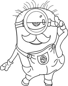 a black and white drawing of a cartoon character