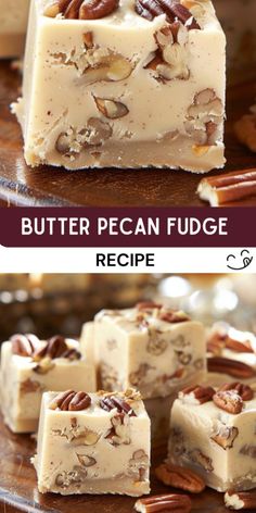 pecan fudge recipe on a wooden platter