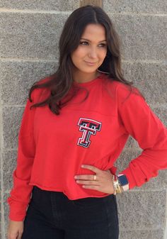 Texas Tech Red Raiders Womens Red Fight Song LS Tee, Red, 100% COTTON, Size XL University Red Tops For Fall, Red Crew Neck Top For College, Trendy Tan Tops For Fall, Fitted Long Sleeve Top For College, University Red Long Sleeve Tops For Spring, Casual Red Crop Top For Fall, Casual Cropped Tops For College, Red Long Sleeve Crop Top For Fall, Trendy Red Cropped Top