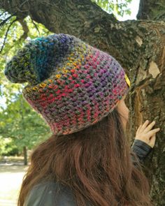 Crochet Rainbow Unisex Hat by SPLOTEKA Rainbow Sluchy Hat - Etsy Poland Multicolor Beanie For Outdoor, Cozy Multicolor Beanie For Outdoor, Cozy Multicolor Outdoor Beanie, One Size Crochet Beanie Cap, Handmade Multicolor Slouchy Hat, Bohemian Crochet Beanie Hat For Outdoor, Bohemian Crochet Beanie For Outdoor, Multicolor Handmade Slouchy Hats, Multicolor One Size Beanie For Outdoor