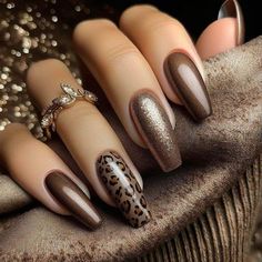 Nails Braun, 2024 Autumn Nails, Brown Manicure, Leopard Nail Designs, Cheetah Nail Designs, Chic Nail Art, Leopard Print Nails, Fancy Nails Designs, Ombre Nail Designs