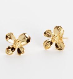 The perfect gift for Mother's Day, anniversaries and birthday gifts. | Our Dogwood Flower earrings are hypoallergenic and nickel- free. Our 14K gold plated flower earring designs make the perfect gift for best friends and for mother's day! | 1-800-Flowers Everyday Gift Delivery Dogwood Flower Stud Earring 14K Gold Gold Flower Charm Earrings In 14k Gold, 14k Gold Earrings With Flower Charm For Gift, Gold Birth Flower Earrings For Gift, Yellow Gold Plated Flower Earrings For Anniversary, Yellow Gold Flower Earrings For Gift, Yellow Gold Flower Earrings As Gift, Dainty Flower Earrings For Mother's Day Anniversary, Delicate Flower Earrings For Mother's Day Anniversary, Gold Plated Flower Earrings For Anniversary