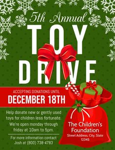 the children's holiday toy drive flyer