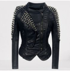 40s Mode, Streetwear Coat, Stage Clothes, Motorcycle Jacket Women, Goth Outfit, Biker Coat, Studded Leather Jacket, Black Punks, Studded Jacket