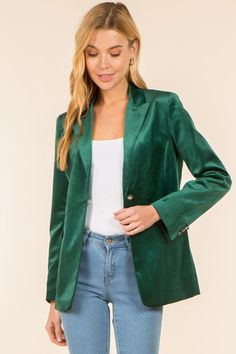 Party up top! Trendy & Chic Green Velvet Blazer Stylish loose fit blazer for any occasion you have this Holiday Season Flap Pockets Fully Lined Single button closure & three buttons on cuff Button Detail Pictures coming soon Party Blazer With Double Button Closure, Fall Party Blazer With Button Cuffs, Party Blazer With Button Cuffs For Fall, Spring Party Blazer Button-up, Spring Party Blazer, Casual Single Breasted Blazer For Party, Single Breasted Button-up Party Blazer, Single Breasted Button-up Blazer For Party, Spring Party Button-up Blazer