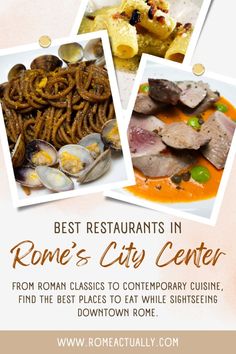 an advertisement for the best restaurants in rome's city center