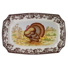 a decorative plate with a turkey on it