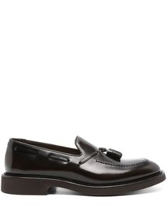 cedar brown calf leather smooth grain tassel detail almond toe branded leather insole low block heel rubber sole slip-on style Brown Loafers Men, Mens Tassel Loafers, Loafers Brown, Brown Loafers, Balenciaga Track, Tassel Loafers, Balenciaga Triple S, Low Block Heels, Summer Beach Wear