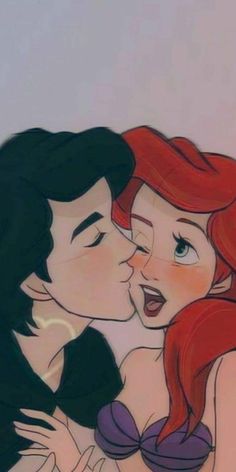 the little mermaid and prince kissing each other