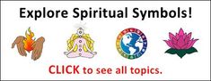 there are four symbols that can be seen in this sign or sticker, and the words explore spiritual symbols click to see all topics