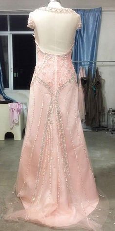 Have this formal evening gown made to order in any way you need. Beaded Evening Gowns, Formal Evening Gown, Illusion Neckline, Evening Gowns Formal, Fashion Website, Evening Gown, Pink Dress, Evening Gowns, Cap Sleeves