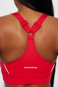 Available In Black, Red, And White. Sports Bra Padded Cups Removable Cups Contrast Trim Adjustable Back Straps Snug Fit For Added Support Stretch Body: 73% Polyester, 27% Spandex Inner Mesh: 82% Nylon, 18% Spandex Imported | Aligned Elevate Sports Bra in Red size XS by Fashion Nova Red Sports Bra, White Sports Bra, Padded Sports Bra, Tops Fashion, Sports Top, Padded Bras, Contrast Trim, Back Strap, Red Fashion