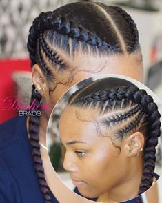 2 Boho Feed In Braids, 2 Cornrow Braids, Boxer Braids Hairstyles, Feedin Braids, Five Minute Hairstyles, Quick Hairstyle, Two Braid Hairstyles, Boxer Braids, Braiding Styles