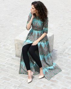 Block Printed Green Cape White Kurti, The Secret Label, Salwar Kamiz, Kurti Designs Party Wear, Kurta Designs Women, Fashion Design Dress, Dress Indian Style, Indian Designer Outfits