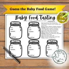 a baby food tasting game with mason jars on it and the words guess the baby food game