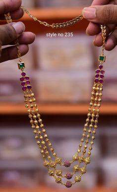 Indian Pearl Necklace Gold, Hearing Design Gold, Womens Necklaces Gold Jewelry, Gundlamala Designs, Steps Chain Gold Indian, Step Chains Designs, Beads Chains Designs, Pearl Chain Designs In Gold