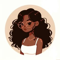 an illustration of a woman wearing glasses and a tank top with her hair pulled back