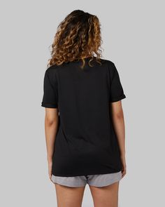 90% Polyester - 10% Spandex Relaxed Fit 26" Body Length (Size S) Moisture Wicking Anti-Odor 4-Way Stretch Tag-Free Label Item# U220 Imported Check out below video to learn more about the Women's Cool Relaxed T-Shirt Stretch V-neck Sleep Top, Comfortable Black T-shirt For Loungewear, Moisture-wicking Stretch T-shirt For Loungewear, Black Go-dry Tops For Loungewear, Black Moisture-wicking Top For Loungewear, Black Relaxed Fit Sleepwear, Relaxed Fit V-neck Sleep Tops, Go-dry Short Sleeve Tops For Loungewear, Relaxed Fit Short Sleeve Sleep Top