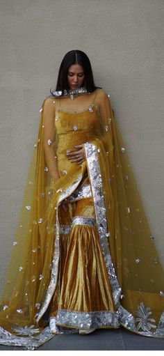 Indian Sharara, Sonam Bajwa, Haldi Outfits, Desi Dress, Trendy Outfits Indian, Embroidery Suit, Indian Outfits Lehenga, Desi Fits, Kurta For Women