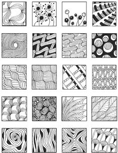 a set of nine black and white abstract designs