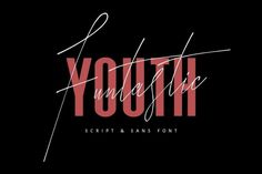 the logo for youth script and sanss font, which is handwritten in red ink