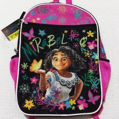 This Listing Is For New Mirabel Disney Encanto 17" Backpack. Its Brand New And Very Useful For Little Girls For School Or Use For Other Things. It Measures At Least 15" X 17". Thanks For Coming. I Have More Items In My Closet. Pink Disney Backpack For Fan Events, Pink Disney Backpack For Back To School, Pink Disney Backpack For Disney Fan Events, Mirabel Shoes Encanto, Disney Multicolor Standard Backpack, Multicolor Disney Standard Backpack, Disney Princess Backpack, Disney-themed Character Print Backpack, Disney Encanto