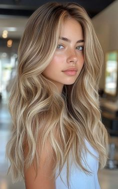 Mostly Blonde Balayage, Low Maintenance Balayage Blonde, Low Balayage Blonde, Natural Blonde Inspo Hair, Long Hairstyles Balayage, Belliage Hair Blonde, Balayage Blonde Long Hair, Long Hair Styles Blonde, Color Blonde Hair Ideas